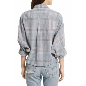 Free People | Cutie Plaid Shirt Womens Size XS Gray Button Front Collar Shirt